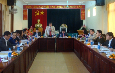 Đ/c Hoàng Việt Cường – Bí thư Tỉnh ủy phát biểu tại buổi làm việc.